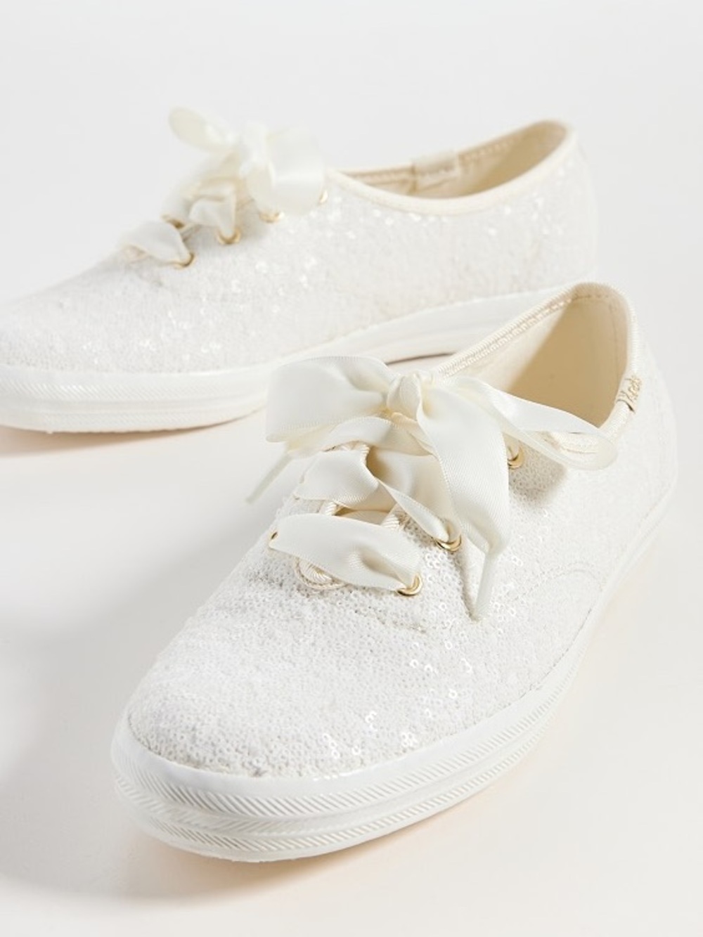 Kate Spade X Keds Women's White Sequin Lace-Up Casual Sneakers